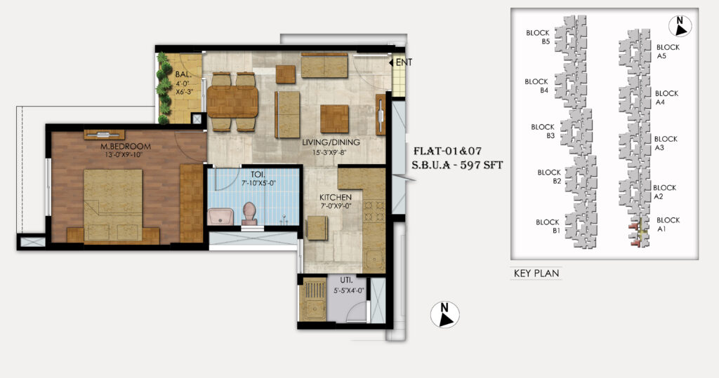 1 BHK 597 sqft mahaveer ranches